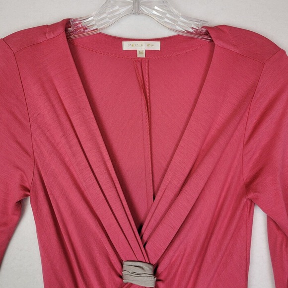 Paule Ka Womens Modal Silk Jersey Knot Midi Dress Size 36 Pink Stretch Summer - Picture 7 of 9